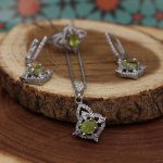 نیم ست زبرجد الماس تراش نقره زنانه طرح سولماز - Image 3