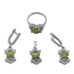 نیم ست زبرجد الماس تراش نقره زنانه طرح دینا