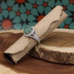 انگشتر زمرد الماس تراش نقره زنانه طرح مرجان - Image 2