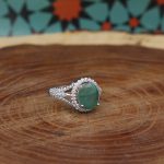 انگشتر زمرد الماس تراش نقره زنانه طرح مرجان - Image 3