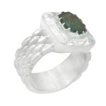 انگشتر زمرد الماس تراش نقره مردانه دست ساز طرح سهیل