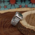 انگشتر زمرد الماس تراش نقره مردانه دست ساز طرح سهیل - Image 2