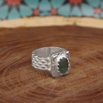 انگشتر زمرد الماس تراش نقره مردانه دست ساز طرح سهیل - Image 3