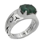 انگشتر زمرد الماس تراش نقره مردانه دست ساز طرح شاهان