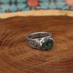 انگشتر زمرد الماس تراش نقره مردانه دست ساز طرح شاهان - Image 3