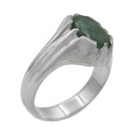 انگشتر زمرد الماس تراش نقره مردانه دست ساز طرح کیارش