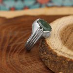 انگشتر زمرد الماس تراش نقره مردانه دست ساز طرح کیارش - Image 2