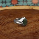 انگشتر زمرد الماس تراش نقره مردانه دست ساز طرح کیارش - Image 3