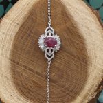 دستبند یاقوت سرخ الماس تراش نقره زنانه طرح نفیسه - Image 3