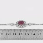 دستبند یاقوت سرخ الماس تراش نقره زنانه طرح رز - Image 4