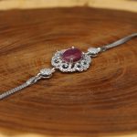 دستبند یاقوت سرخ الماس تراش نقره زنانه طرح رز - Image 3