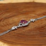 دستبند یاقوت سرخ الماس تراش نقره زنانه طرح ستاره - Image 2