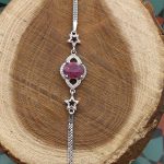 دستبند یاقوت سرخ الماس تراش نقره زنانه طرح ستاره - Image 3