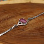 دستبند یاقوت سرخ الماس تراش نقره زنانه طرح خورشید - Image 2