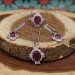 نیم ست یاقوت سرخ الماس تراش نقره زنانه طرح السا - Image 3