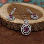 نیم ست یاقوت سرخ الماس تراش نقره زنانه طرح مریم - Image 2