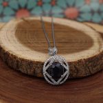 نیم ست یاقوت کبود الماس تراش نقره زنانه طرح سمیرا - Image 2