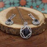 نیم ست یاقوت کبود الماس تراش نقره زنانه طرح سمیرا - Image 3