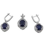 نیم ست یاقوت کبود الماس تراش نقره زنانه طرح محبوبه