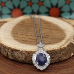 نیم ست یاقوت کبود الماس تراش نقره زنانه طرح محبوبه - Image 3