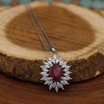 نیم ست یاقوت سرخ الماس تراش نقره زنانه طرح هلیا - Image 2