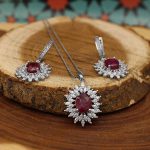 نیم ست یاقوت سرخ الماس تراش نقره زنانه طرح هلیا - Image 3