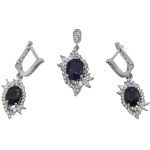 نیم ست یاقوت کبود الماس تراش نقره زنانه طرح فرنوش