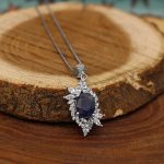 نیم ست یاقوت کبود الماس تراش نقره زنانه طرح فرنوش - Image 2