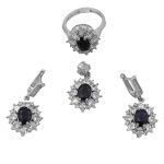 نیم ست یاقوت کبود الماس تراش نقره زنانه طرح رومینا