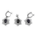 نیم ست یاقوت کبود الماس تراش نقره زنانه طرح رکسانا