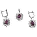 نیم ست یاقوت سرخ الماس تراش نقره زنانه طرح ماندانا