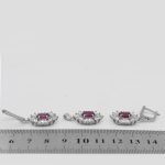 نیم ست یاقوت سرخ الماس تراش نقره زنانه طرح ماندانا - Image 4