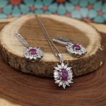 نیم ست یاقوت سرخ الماس تراش نقره زنانه طرح ماندانا - Image 2