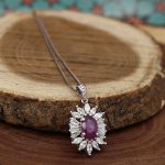 نیم ست یاقوت سرخ الماس تراش نقره زنانه طرح ماندانا - Image 3