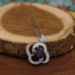 نیم ست یاقوت کبود الماس تراش نقره زنانه طرح انسیه - Image 2