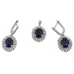 نیم ست یاقوت کبود الماس تراش نقره زنانه طرح سارا