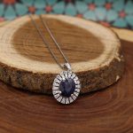 نیم ست یاقوت کبود الماس تراش نقره زنانه طرح سارا - Image 2