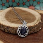 نیم ست یاقوت کبود الماس تراش نقره زنانه طرح مونا - Image 3