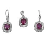 نیم ست یاقوت سرخ الماس تراش نقره زنانه طرح سعیده