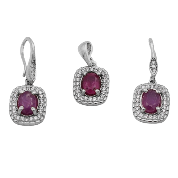 7-7-076 red-ruby-saeideh-woman-set(1) نیم ست یاقوت سرخ زنانه نقره ساده