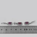 نیم ست یاقوت سرخ الماس تراش نقره زنانه طرح سعیده - Image 4