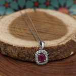 نیم ست یاقوت سرخ الماس تراش نقره زنانه طرح سعیده - Image 2