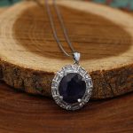 نیم ست یاقوت کبود الماس تراش نقره زنانه طرح فرنگیس - Image 2