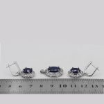 نیم ست یاقوت کبود الماس تراش نقره زنانه طرح فرنگیس - Image 4