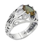 انگشتر الکساندریت الماس تراش نقره مردانه طرح بهزاد