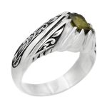 انگشتر الکساندریت الماس تراش نقره مردانه دست ساز طرح داوود