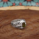 انگشتر الکساندریت الماس تراش نقره مردانه دست ساز طرح داوود - Image 3