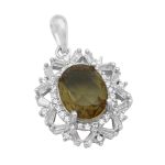 گردنبند الکساندریت الماس تراش نقره زنانه طرح شکوفه