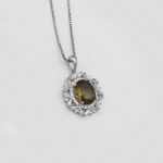 گردنبند الکساندریت الماس تراش نقره زنانه طرح شکوفه - Image 3
