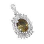 گردنبند الکساندریت الماس تراش نقره زنانه طرح کاملیا